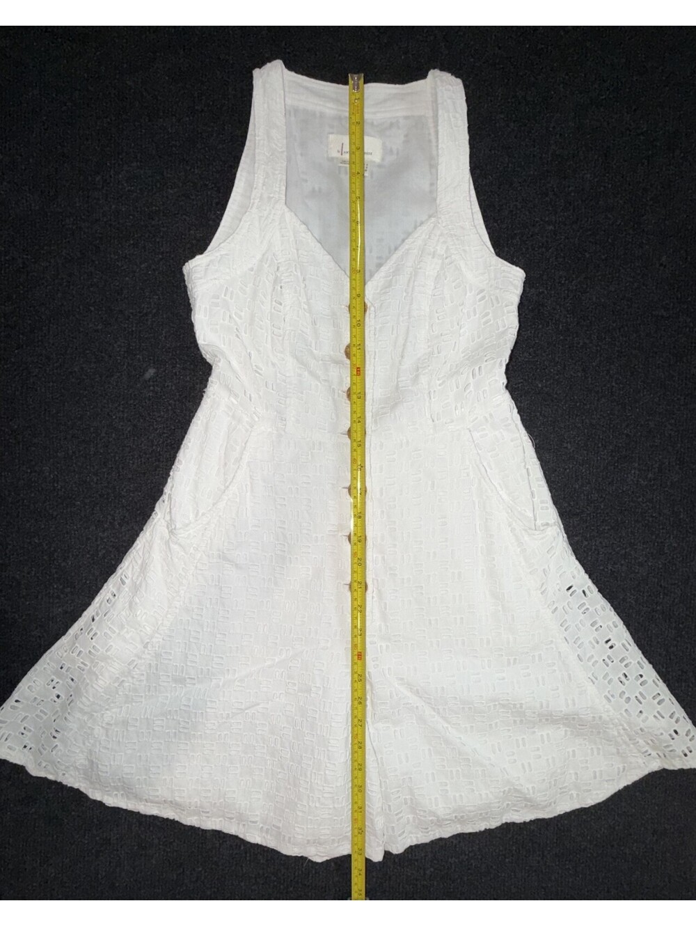 Anthropologie Women’s US 0 White Eyelet Short Romper Sleeveless V Neck Fit Flare